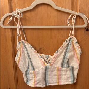 Billabong Pastel Striped Tie-Shoulder Cropped Tank